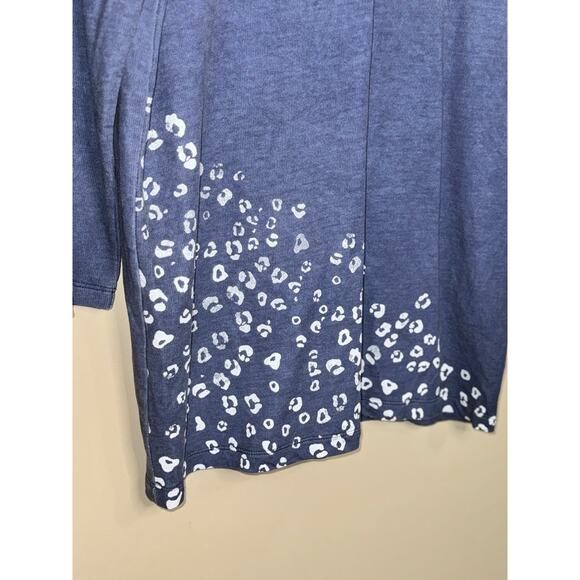 Weekends by Chico's Top Women's 1 Medium Blue 3/4 Sleeve Cotton Viscose Tee EUC - Picture 3 of 6
